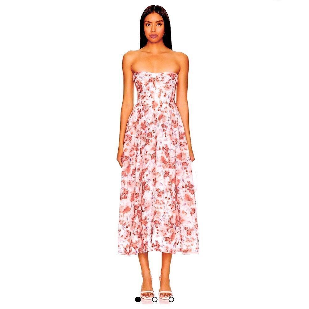 Bardot Lola Corset Red Floral Romance Cottagecore Spring Wedding Guest Dress L